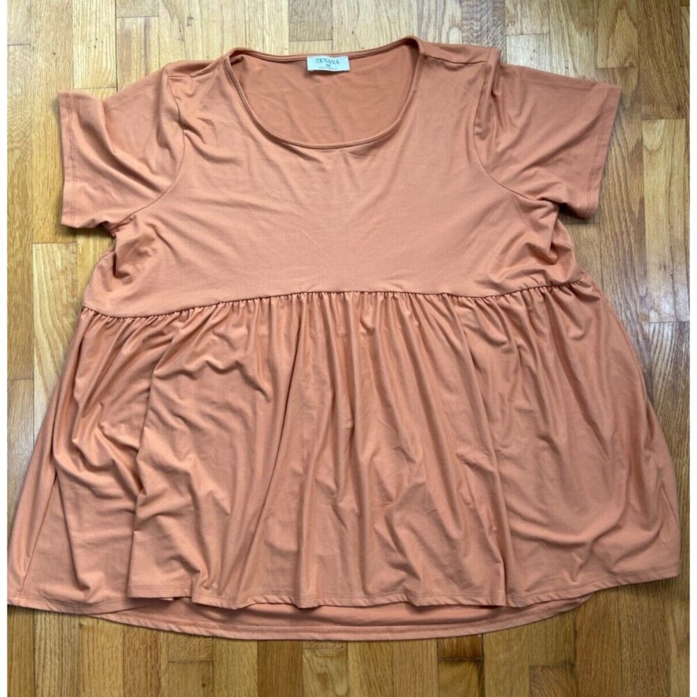 Zenana 3X Peach Babydoll Short Sleeve Tunic